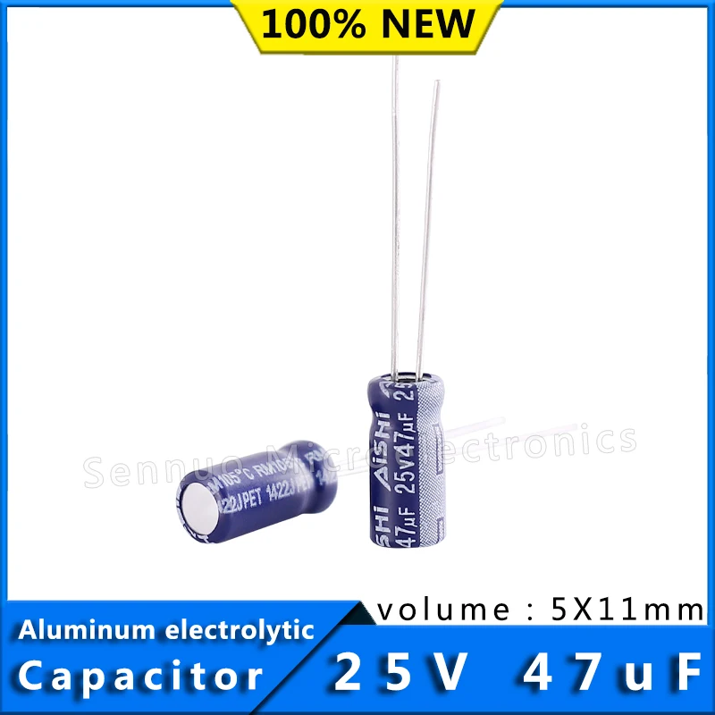20pcs 25V 47UF 5*11 Low ESR Aluminum Electrolytic Capacitors 47uf 25V 5x11 High Frequency Low Resistance Electrolytic Capacitors