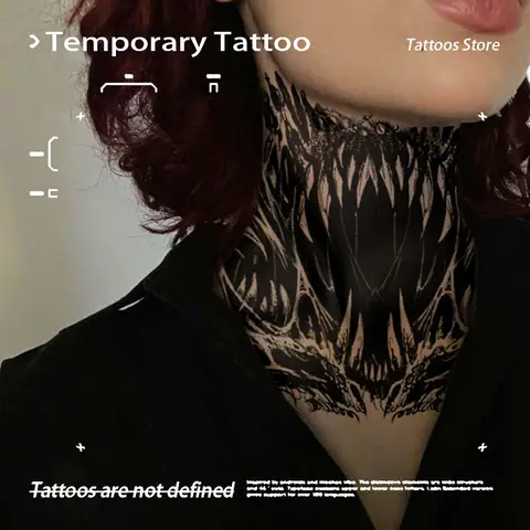 Estilo gótico cuello de demonio jugo de hierbas tatuaje pegatina para hombres mujer brazo tatuaje temporal impermeable cuerpo tatuaje falso Halloween nuevo