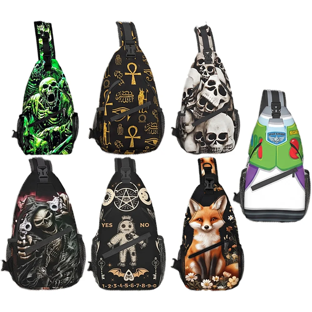 Retro-print Shoulder Unisex Stylish Single-strap Backpack Suitable For Sports And Travel A Variety Of Patterns To Choose From