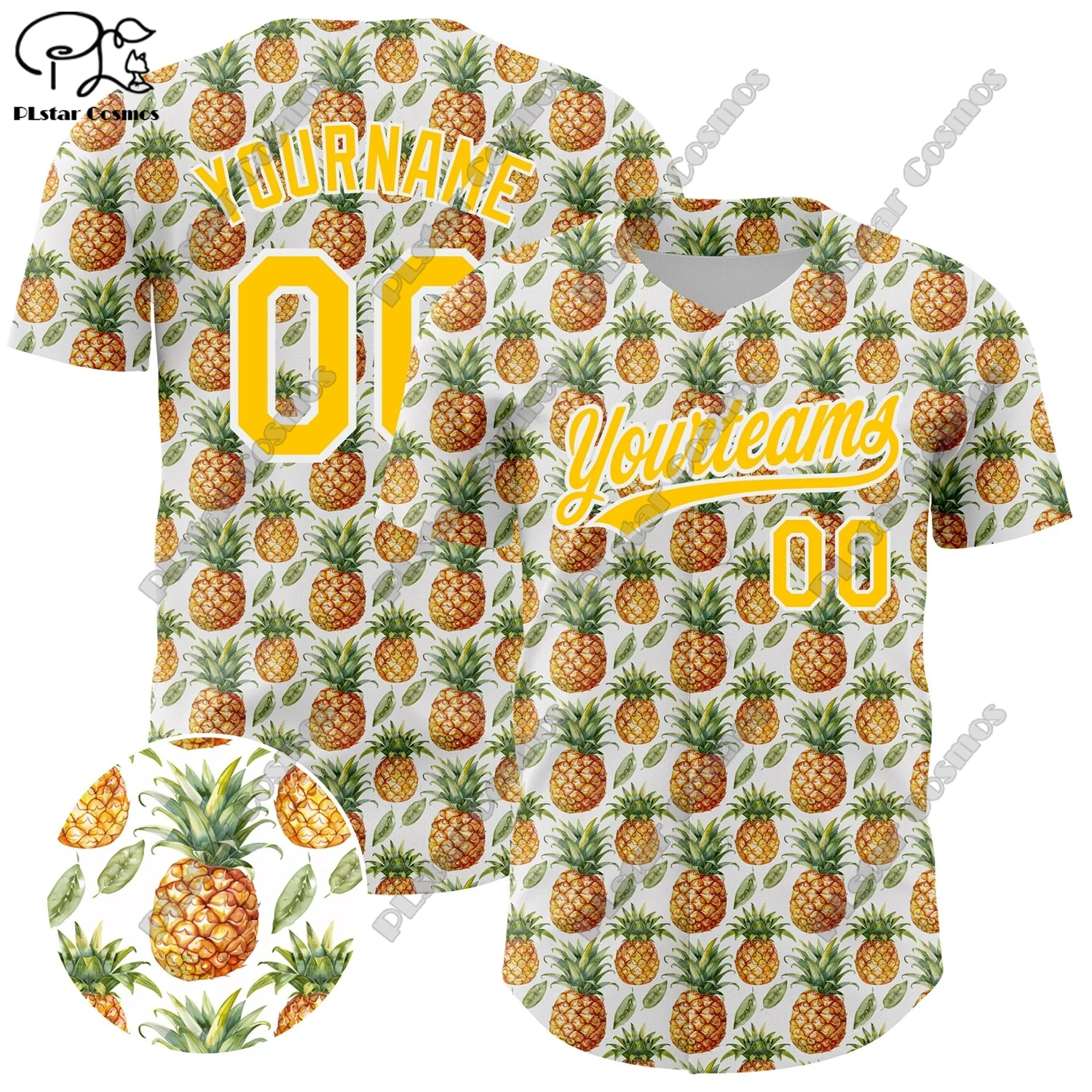 PLSTAR COSMOS customized team name 3D printing tropical fruit and bird and pineapple pattern genuine baseball uniform summer new