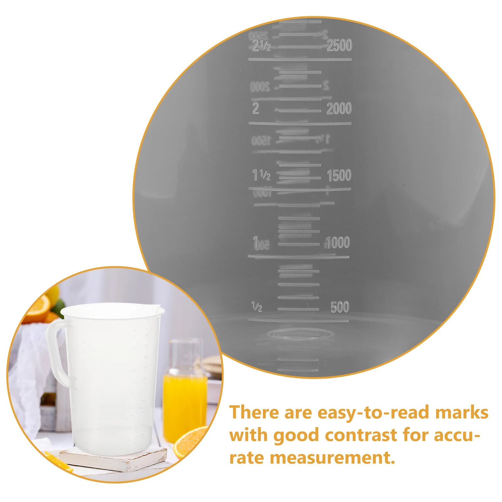 

1pcs Plastic Measuring Cup Clear Oil Dispenser Graduated Baking Kitchen Tool Anti-Scald Handle Lightweight Travel for Liquid