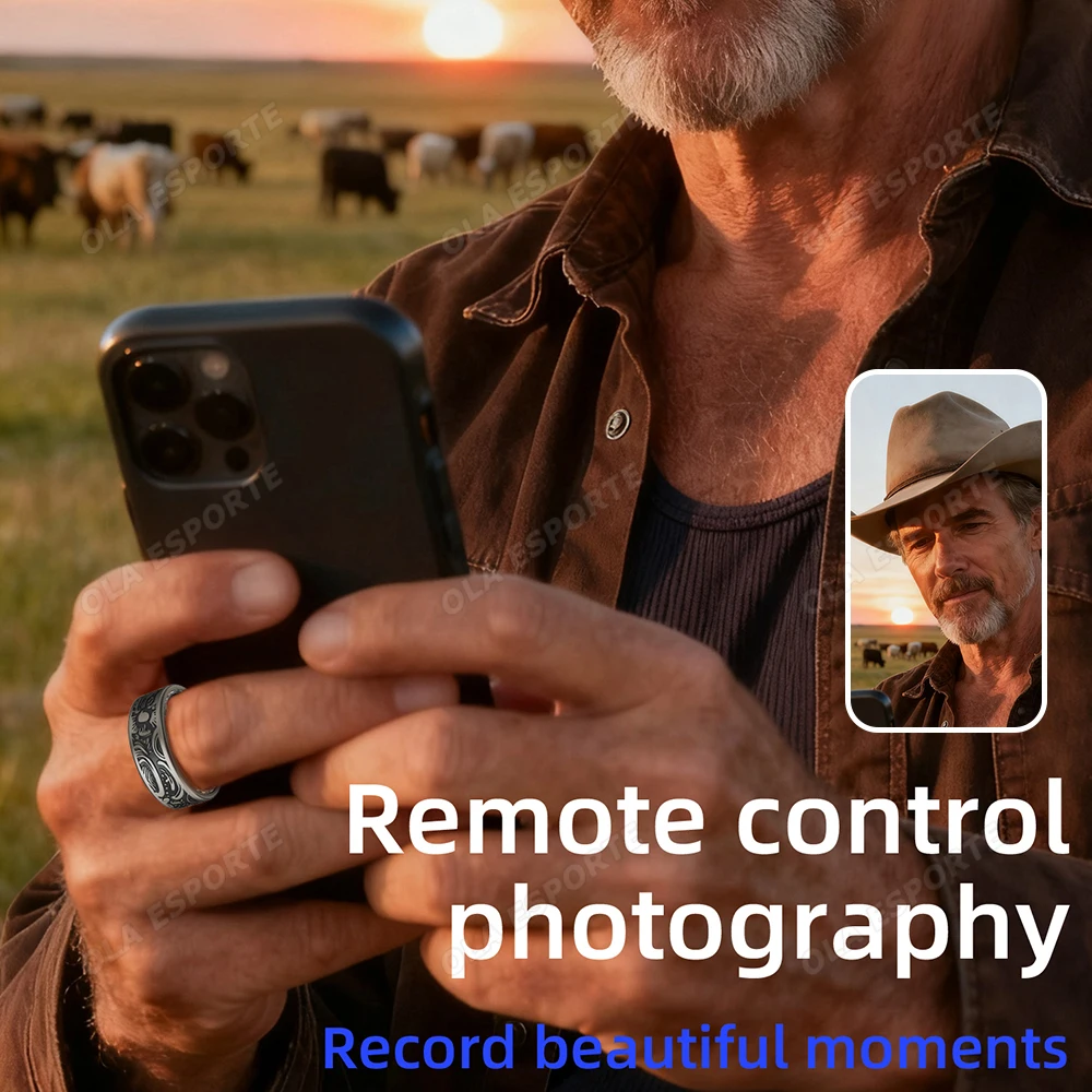 حلقة ذكية ريترو 5ATM مقاومة للماء لمراقبة صحة النوم واللياقة البدنية وعداد الخطى وسائط رياضية متعددة استهلاك منخفض للطاقة Smartring