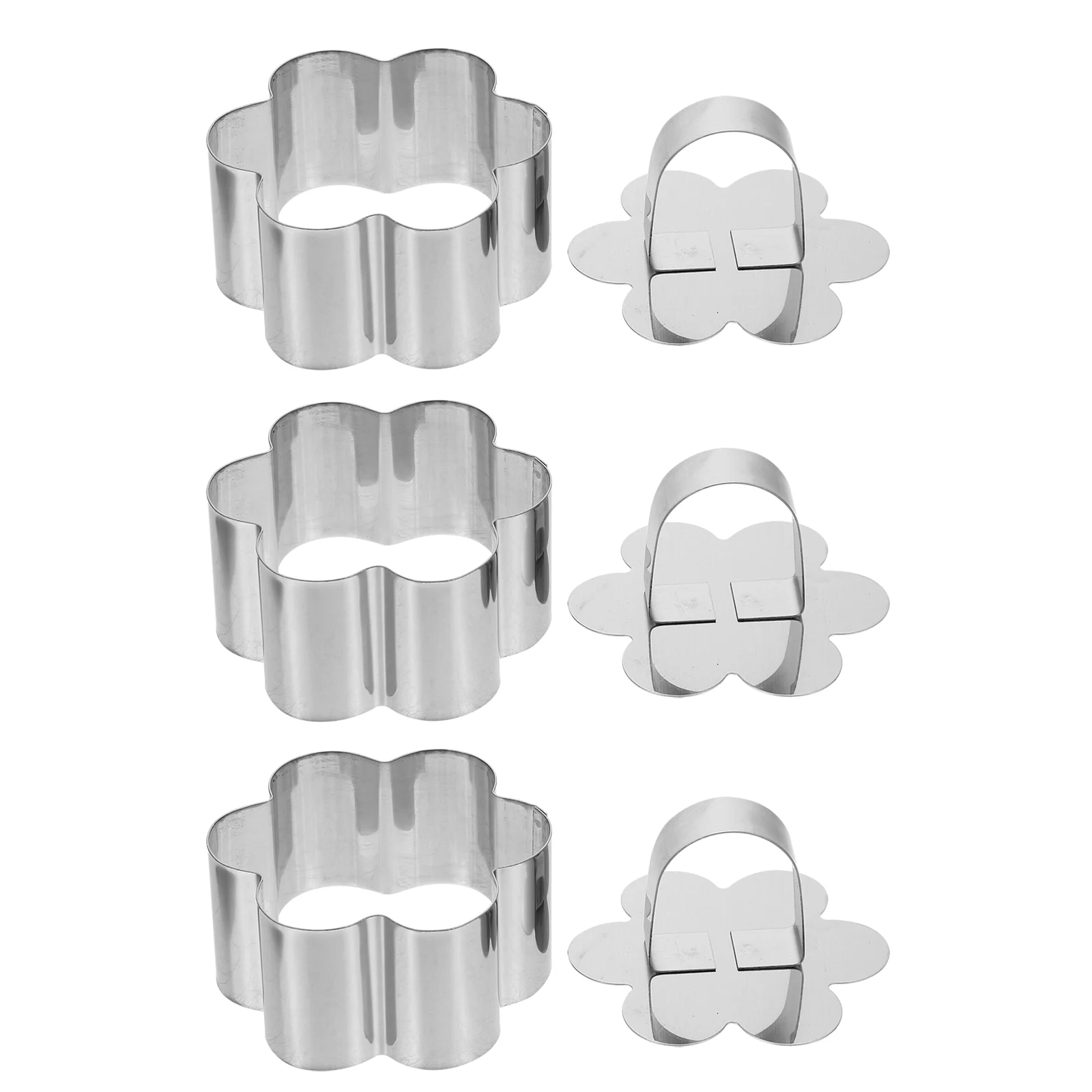 3 Sets Small Mousse Circle Cake Maker Mold Making Mould Simple Baking Tray Tools Silver Rings