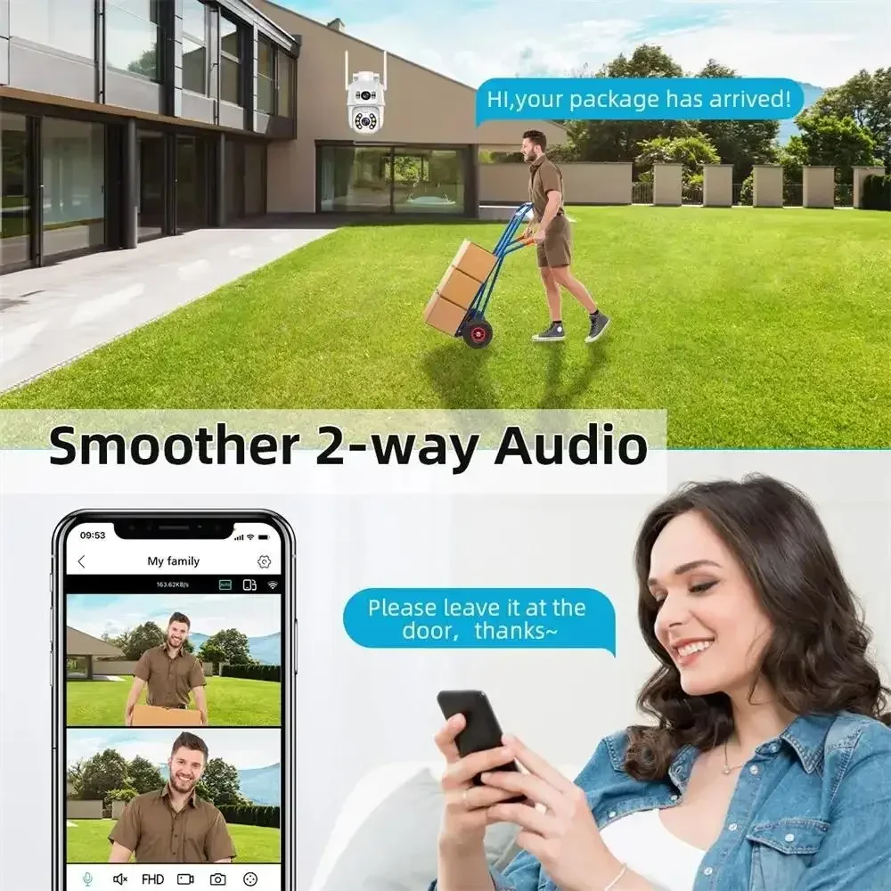# Hot Human Detect Auto Tracking Wireless Outdoor Surveillance Camera ICSee App PTZ Dual Screens Auto Tracking Night Vision