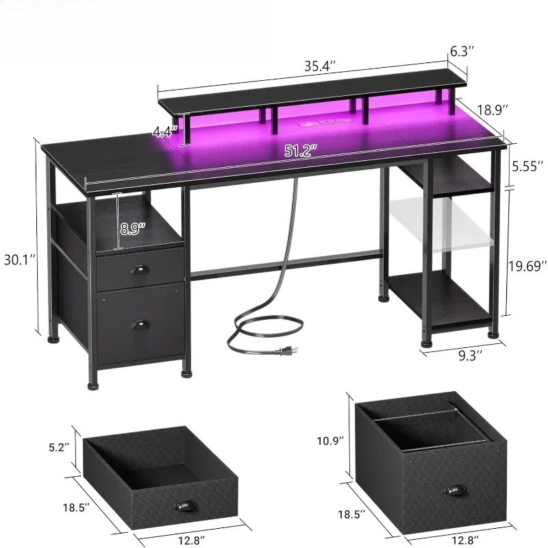 Game desk Office light File cabinet for home work desk Power socket with