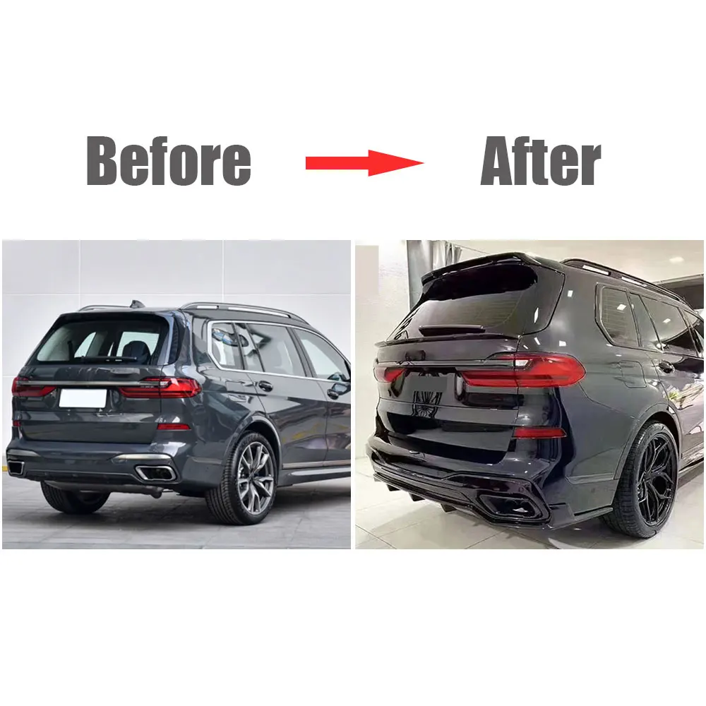 

JCYECF Carbon ABS Rear Bumper Diffuser splitters For BMW X7 G07 M Sport 2019-2021 ABS Gloss black Rear Lip flaps apron