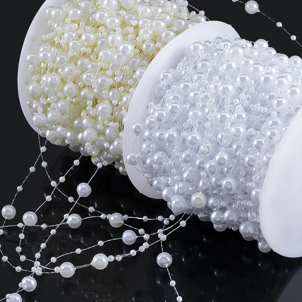 10Meters White Color Lmitation Pearl Chain Artificial String Beads Chain For Diy Home Christmas Party Wedding Valentine Decor