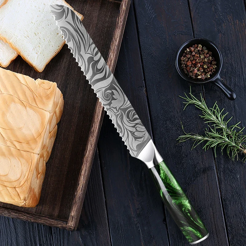 XITUO 8 Inch Serrated Bread Knife Sharp Edge Bread Knife Cake Knives with Ergonomic Handle for Slicing Bread, Cake and Bagels