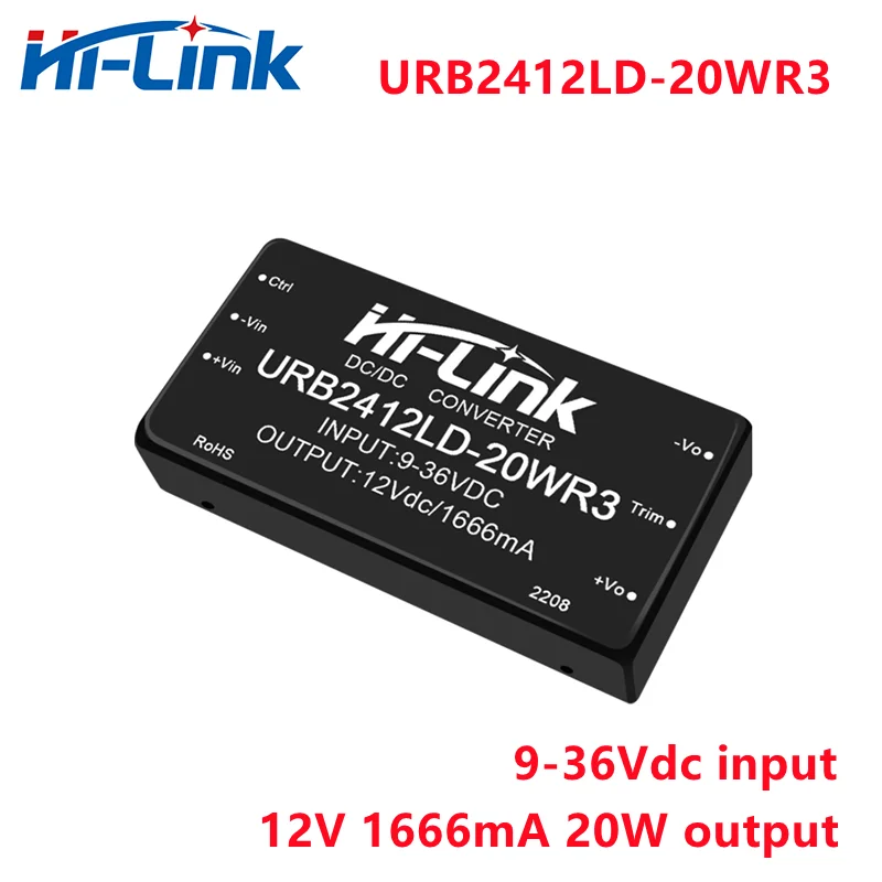 Free Shipping Hi-Link 2pcs/lot  DC-DC Isolated Converter 9-36V to 12V 1666mA Mini Step Down Power Supply Module URB2412LD-20WR3