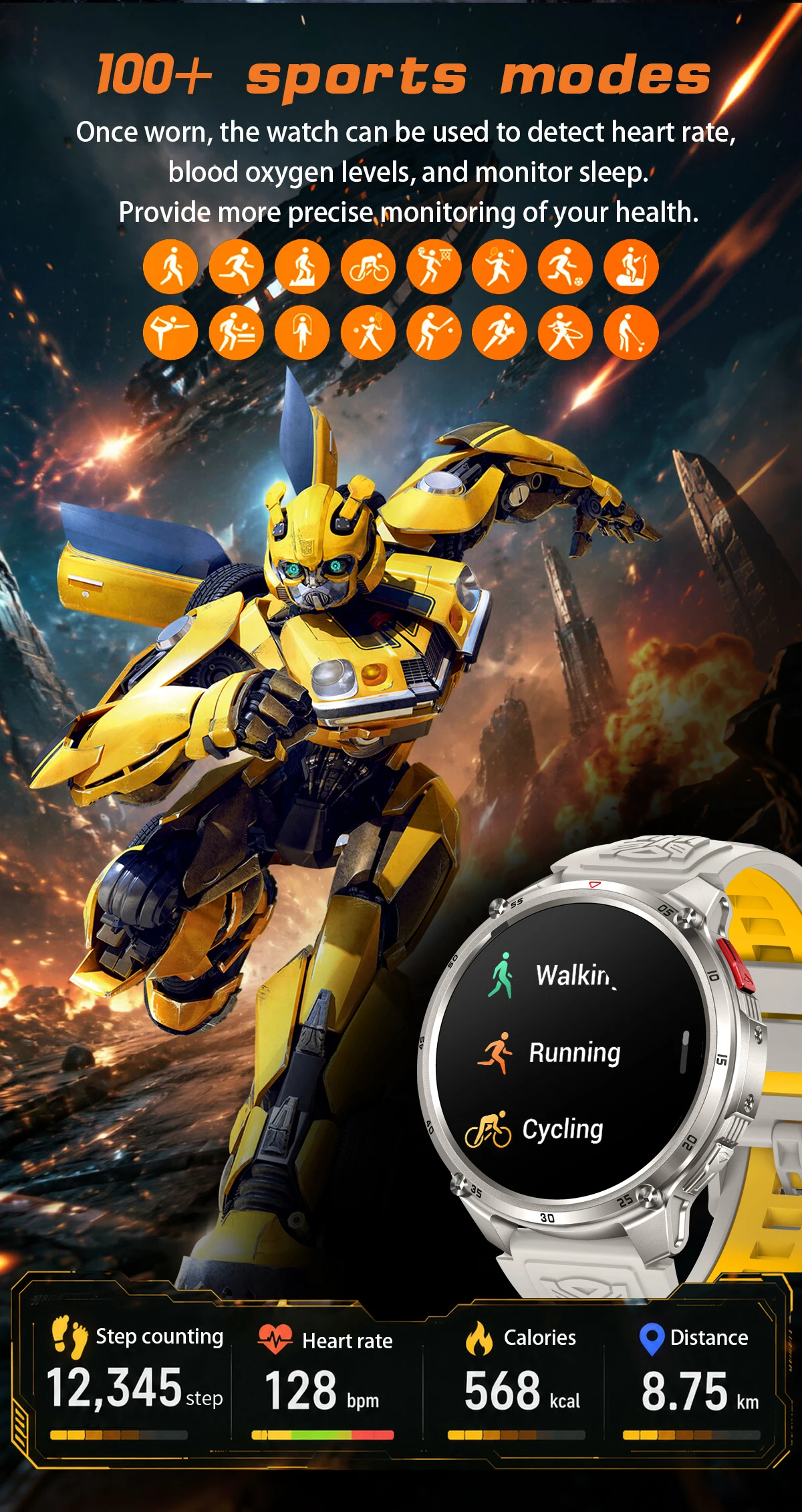 2026 Neue T-RX5 1200mAh Akku Smartwatch für Herren 1,7" HD-Bildschirm Kompass Taktische Taschenlampe IP68 Wasserdicht BT-Anruf Militäruhr – Detail 10