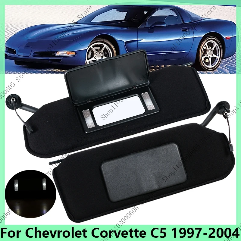 Automatyczna osłona przeciwsłoneczna z lusterkiem do makijażu ze światłem do Chevrolet Corvette C5 1997-2004 Osłona przeciwsłoneczna Akcesoria