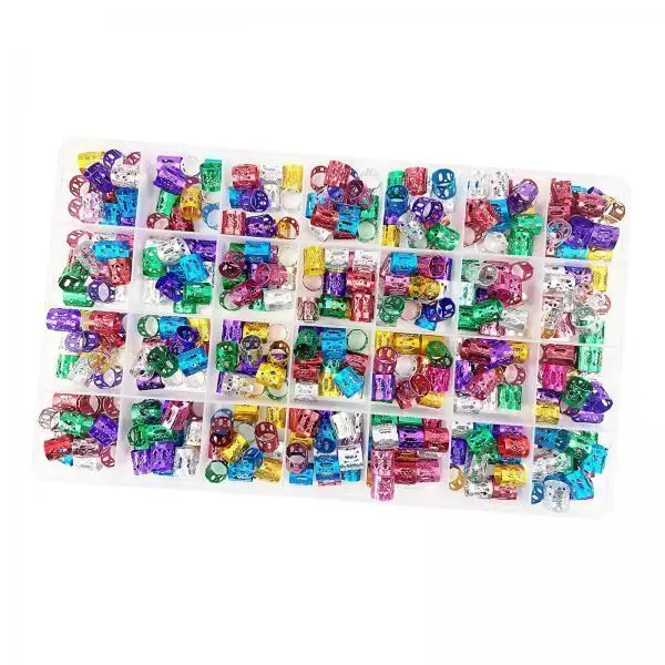 Dreadlocks Beads Rings Tube Cuffs Multicolor Metal Hair Accessories for Braiding and Decoration for Women and Men