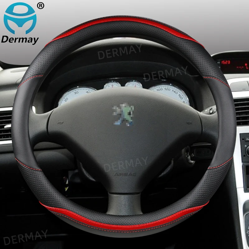 for Peugeot 106 DERMAY Car Steering Wheel Cover Microfiber Leather + Carbon Fiber Auto Accessories Fast Shipping