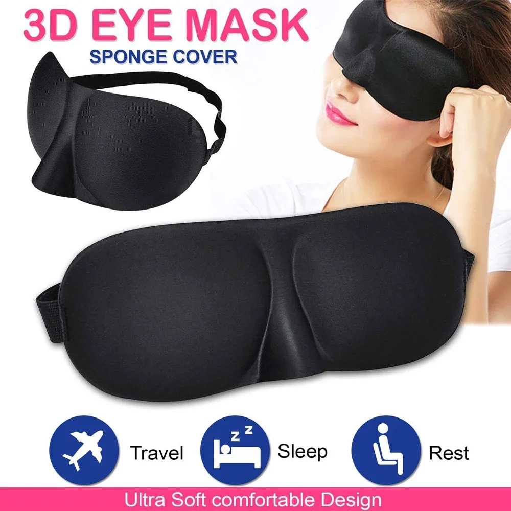 Masque de sommeil naturel 3D pour hommes et femmes, bandeau pour les yeux, couverture de fard à barrage, patch pour les yeux d'ombre, bandeau pour les yeux portable doux, voyage, 1PC