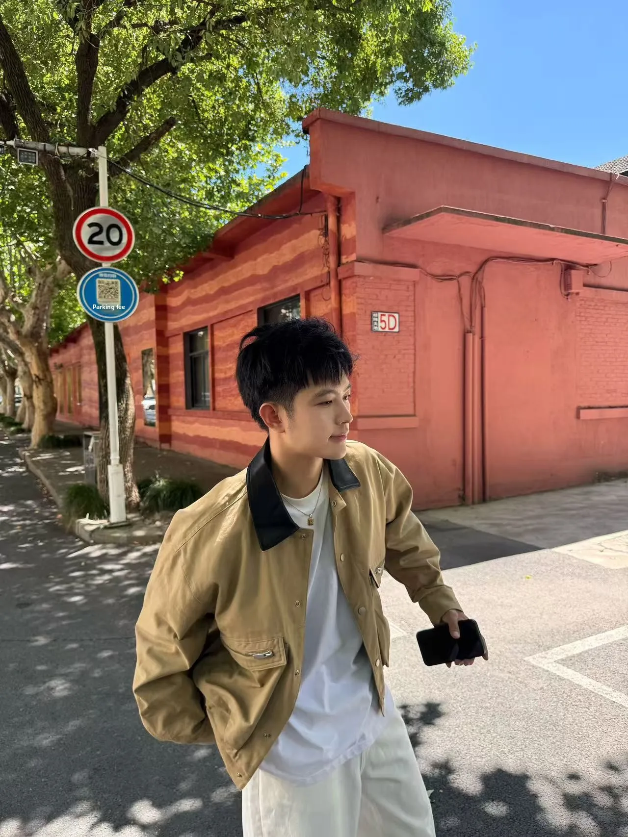 

Casual Leather Collar Jaet Men's ort Outerwear Autumn Workwear American Sle Patchwork Loose Fit Cotton Youth Coat