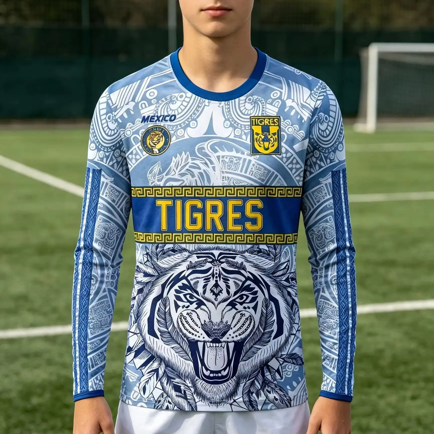 Casual Tiger Mexico Aztec Soccer Match Fan Jersey Kid TShirt Women Boys Children Parent Child Quick Dry Men Long Sleeved T Shirt