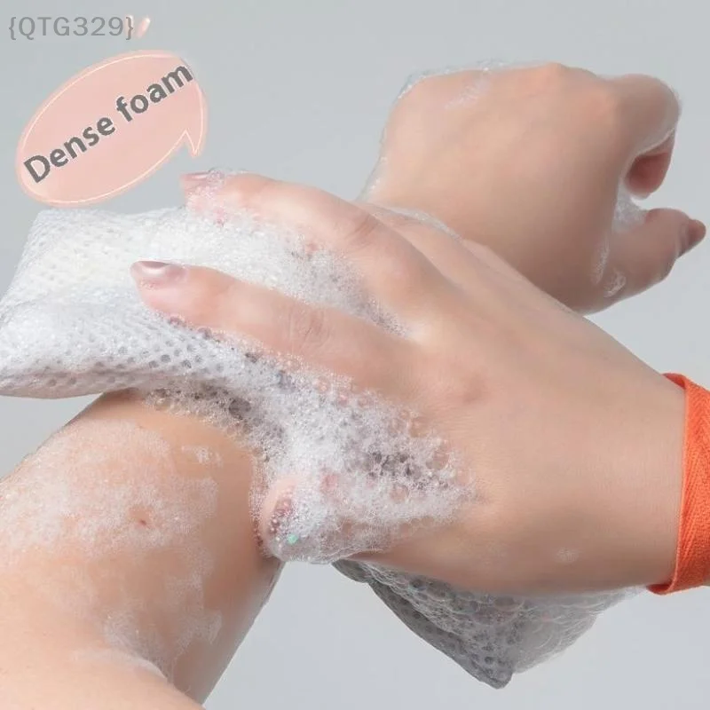 

Bath Cleansing Foaming Net With Lanyard Double-Sided Oval Soap Bag Body Exfoliating Scrubber Sponges Bathroom Mesh Soap Pocket