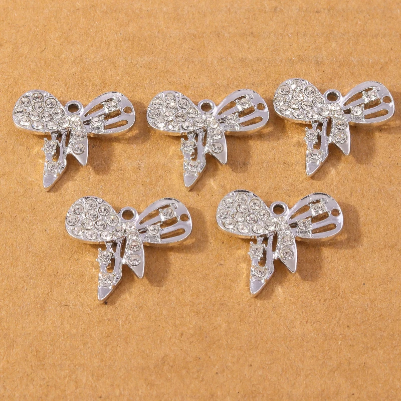 

10pcs Rhinestones Bowknot Butterfly Charms Pendants for Jewelry Making Necklace Earrings DIY Bracelet Accessories Supplies