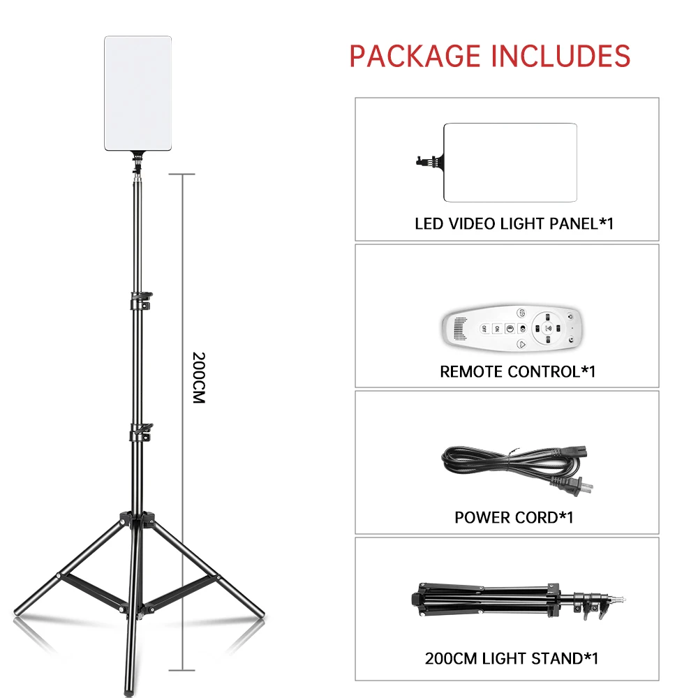 Lampe LED SH 24 pouces, éclairage vidéo 2700k-7500k, trépied avec bras long pour diffusion en direct et studio photo