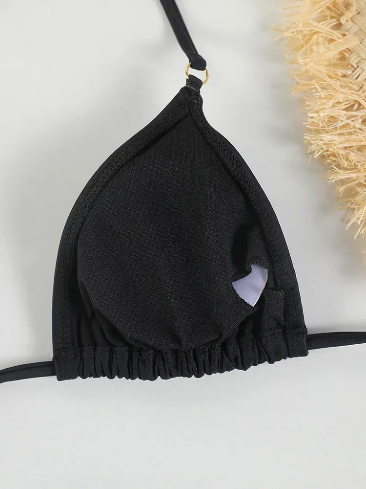 삼각 비키니 세트 섹시 수영복 2024 여성 붕대 비치웨어 브라질리언 수영복 여름 비키니