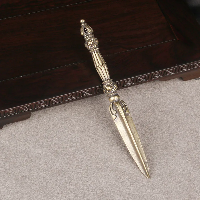 

Vintage Brass Tibetan Style Diamond Pestle Handle Piece Religious Artifact Demon Slaying Pestle Craft Antique Bronze Ware
