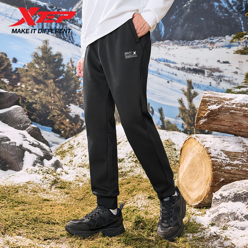 Xtep Knitting Trousers For Men Cotton Jogging Elasticity Sole Sweat-Absorbing Soft Durability Cozy Fuzz Sweatpants 976429630463
