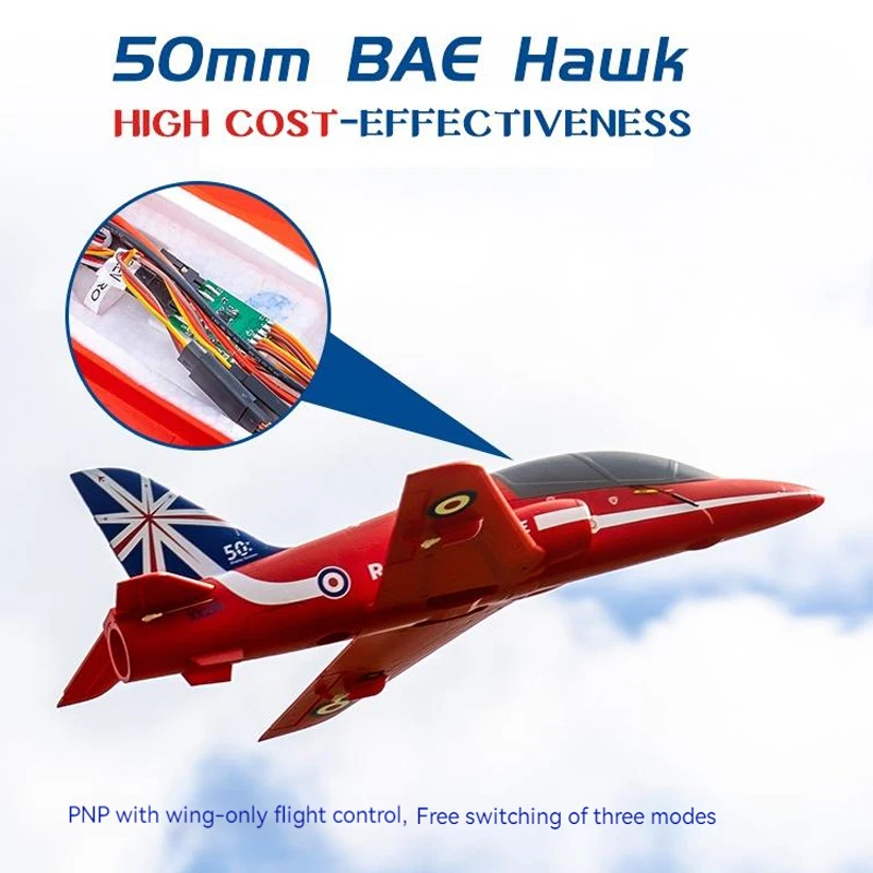 Arrowos Hobby 50mm Ducted Fan EDF Jet Model Aviation Starter Hand Throw Bae Hawk Simulation Fixed-Wing Assembly RC Aircraft Gift