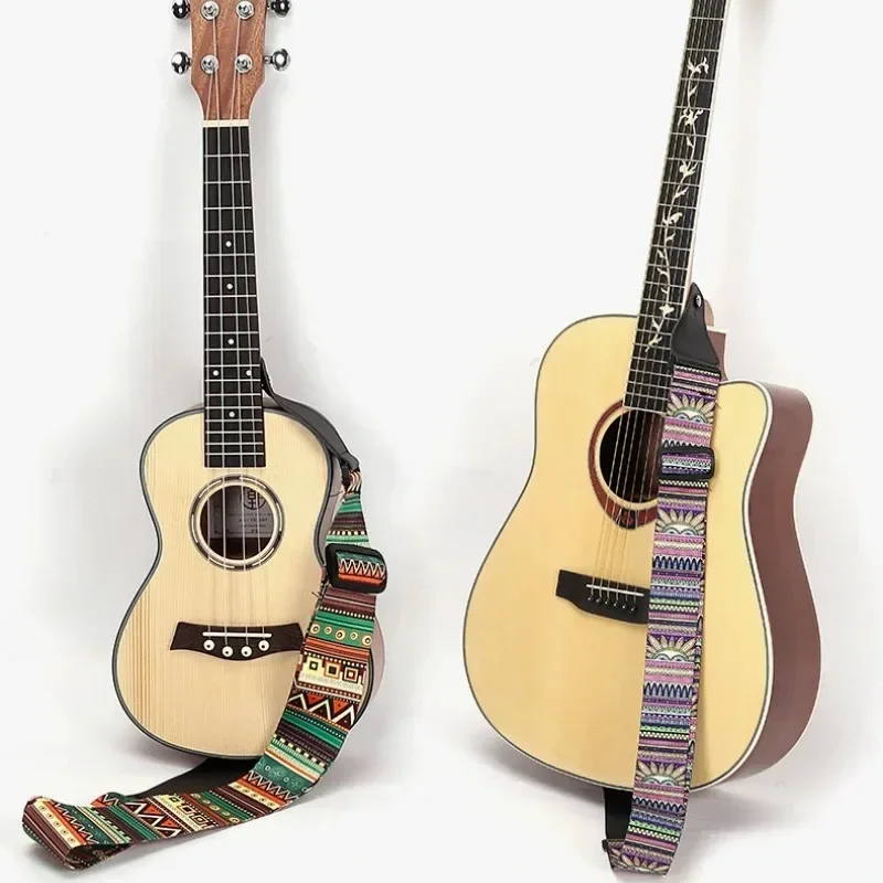 Sangle de guitare imprimée de Style ethnique réglable, Vintage, pour ukulélé, guitare acoustique électrique, accessoires de guitare basse, nouvelle mode