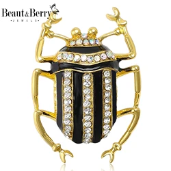 Beaut&Berry Classic Rhinestone Bug Brooches for Women Enamel Insect Pins Casual Party Accessories New Gifts Friends Decoration