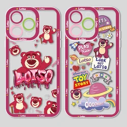 Disney strawberry bear Lotso Apple Case For iPhone 15 14 13 12 11 Mini XS XR X Pro MAX 8 7 6 Plus SE Angel Eyes Transparent