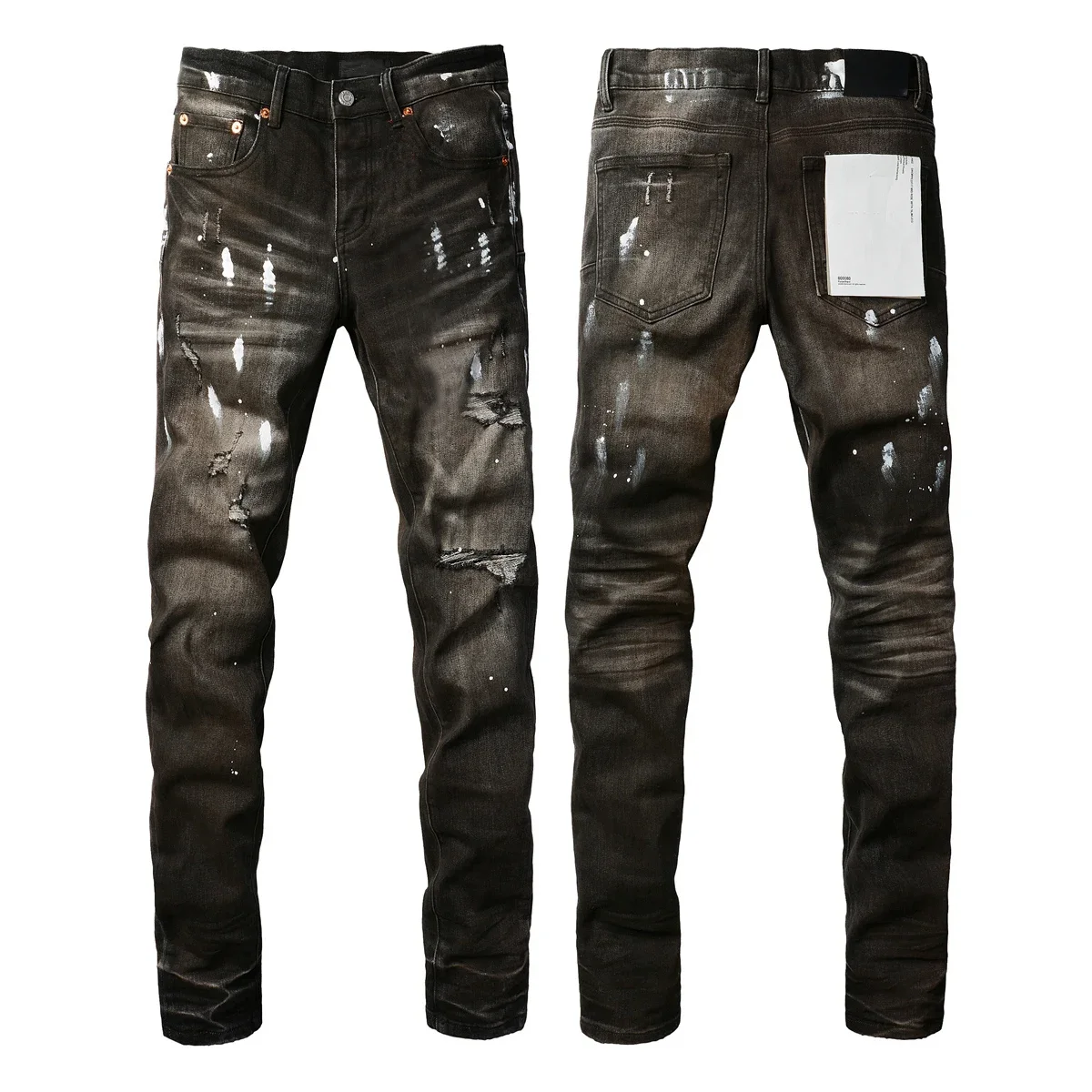 Celana Jeans Pria Berkualitas Tinggi Model Skinny Denim Hitam Distressed Low Rise dari Merek Ternama