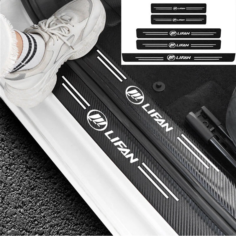 

Leather Car Door Sill Plate Protector Stickers Anti Scratch For lifan solano x60 x50 650 Emblem 125CC 320 520 car Accessories