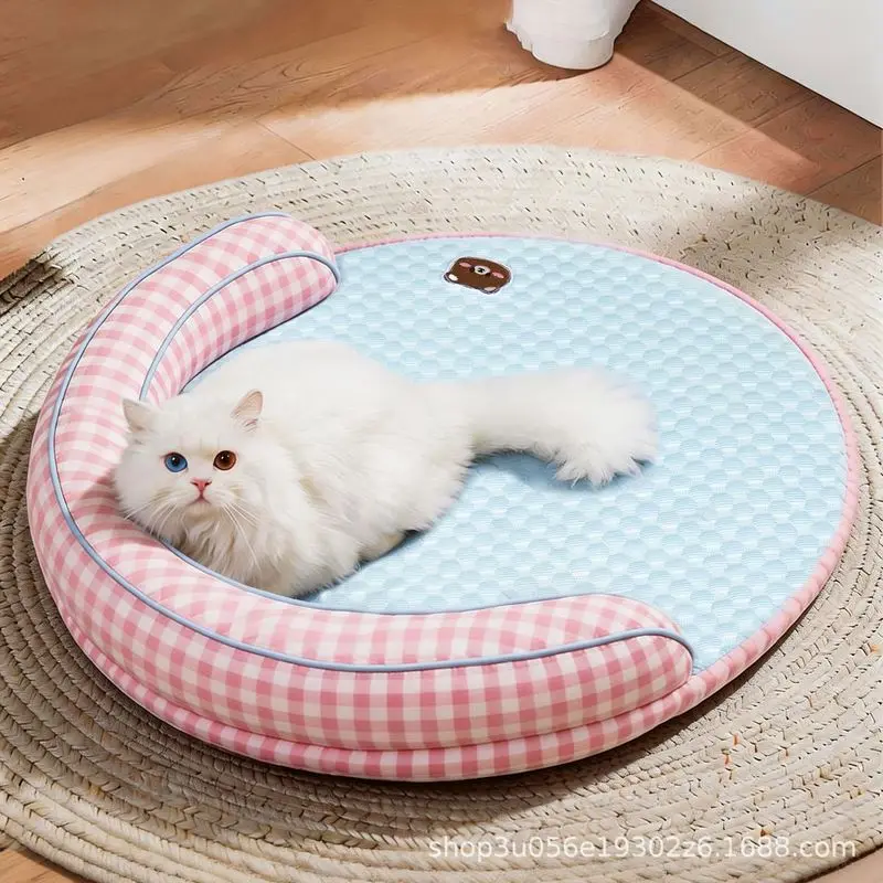 Cat Bed Summer Round Cooling Mat Popular Pet Princess Style Ice Silk Cute Sofa Cushion for Kittens and Puppies