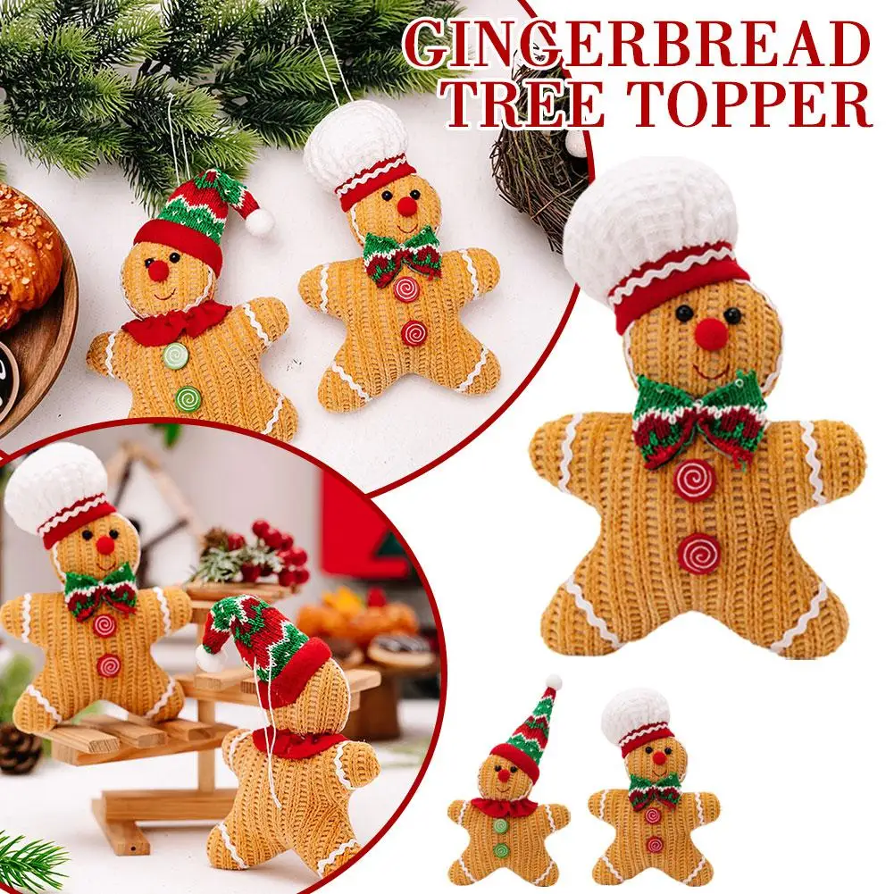 Gingerbread Man ต้นคริสต์มาส Topper Gingerbread Man ผ้าม่านสําหรับต้นคริสต์มาสขวดไวน์ผ้าม่านตกแต่ง C9R4