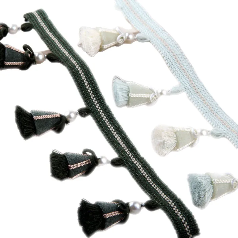 10yards 7.6CM Tassel Fringe Lace Curtain Trim Whole Roll Ball Pompom Tassels For Sofa Wedding Dress Furniture DIY Sewing trim