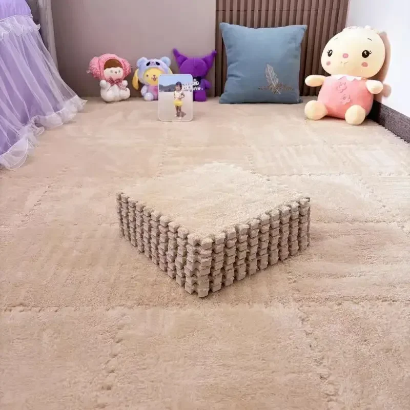 10 Stuks 30*30 Cm Creatieve Pluche Puzzel Schuim Vloermat Puzzel Tapijt Warme Speelmat Grijpende Oefening Tegels pluizige Karpetten