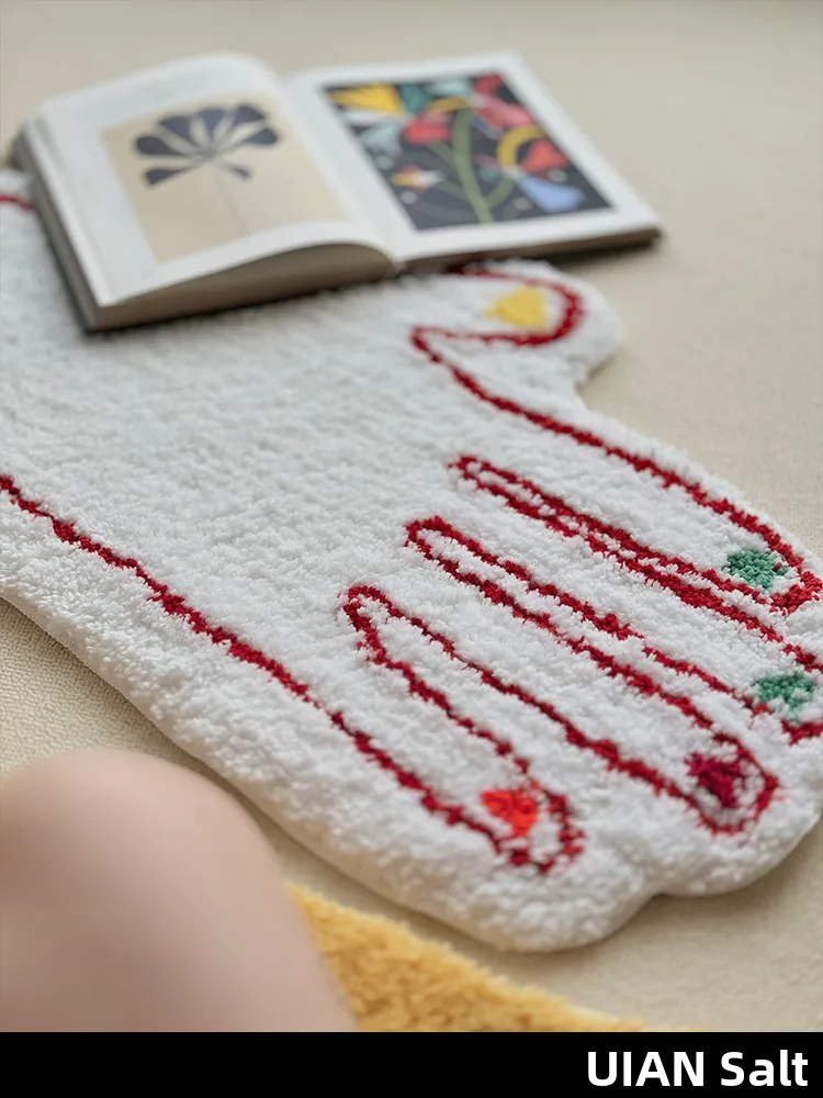 Designated Palm Cheese Shaped Children's Room Carpet Bedside Rug Small Size Non-Slip Floor Mat for Bedroom And Living Room