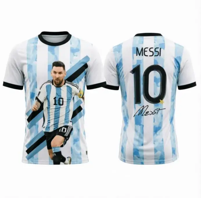 Messi Argentina Football Match Jersey Men T Shirt Women Tee Boys Top Children Parent Child Quick Dry Short Sleeves Kids Tshirt