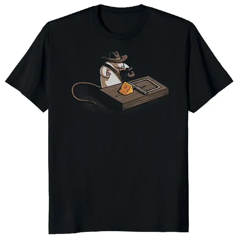 

Mouse Cowboy Trapping Cheese Graphic Short Sleeve T Shirt Men