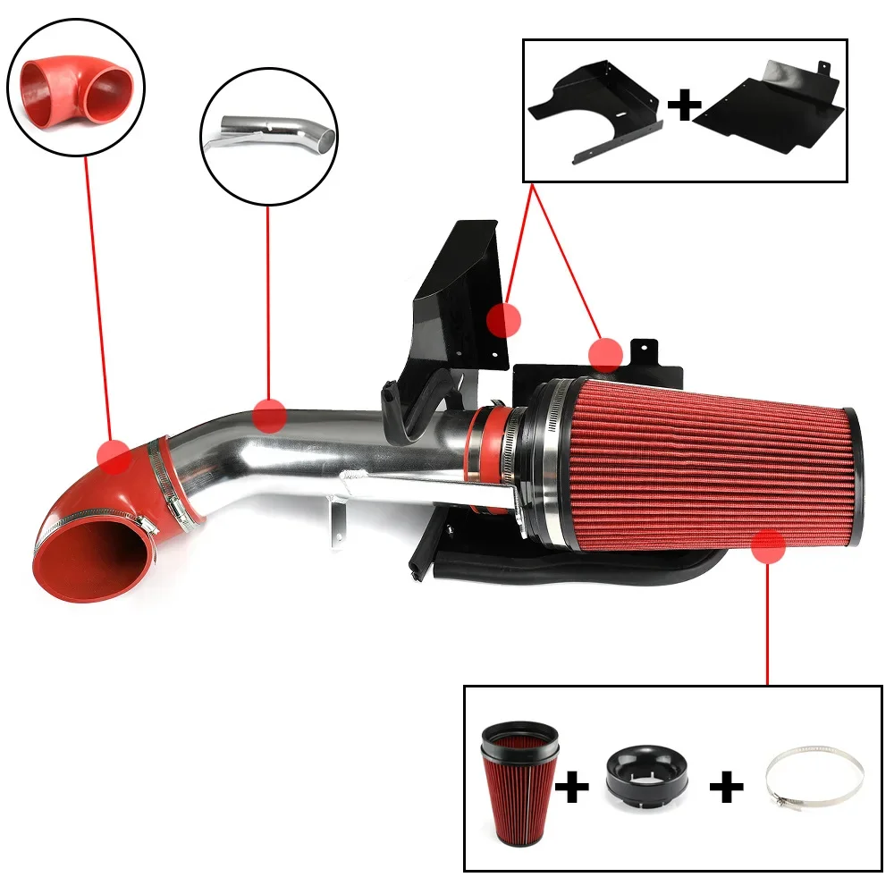 Cold Air Intake System+Heat Shield For 99-06 GMC/Chevy V8 4.8L/5.3L/6.0L Black