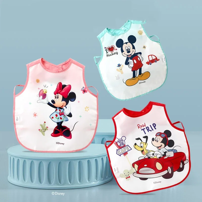 Children\'s Bibs Mickey Minnie Boys Girls Waterproof Bibs Painting Clothes Eating Clothes Baby Sleeveless Reverse Clothes Disney