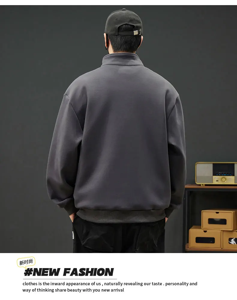 2026 Spring New Men's Large Size Sweatshirt Half Zip Designer Pullover Male Turtleneck Long Sleeve Big Plus 8XL Loose Sport Top