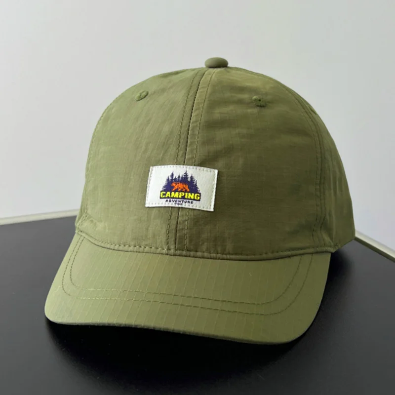 Lightweight Quick-Dry Korean Baseball Cap for Men, Breathable Vintage-Inspired Adjustable Cap with Knit Fabric, Sun Protection