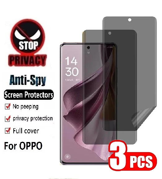 3Pcs Privacy Hydrogel For OPPO Reno8 Reno10 PHW110 Reno11 A F Pro Plus Z T 8T Lite 4G 5G Reno 10X Zoom Anti Spy Screen Protector