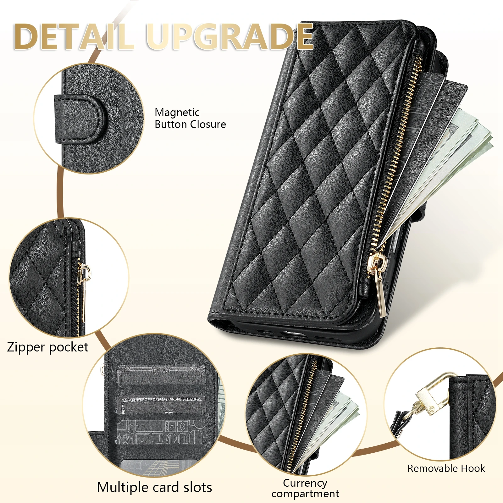 Portemonnee Kleine Geur Rits Cardslot Magnetische Flip Lederen Case Voor Samsung Galaxy A07 A15 A16 A17 A34 A35 A36 A53 A54 A55 A56