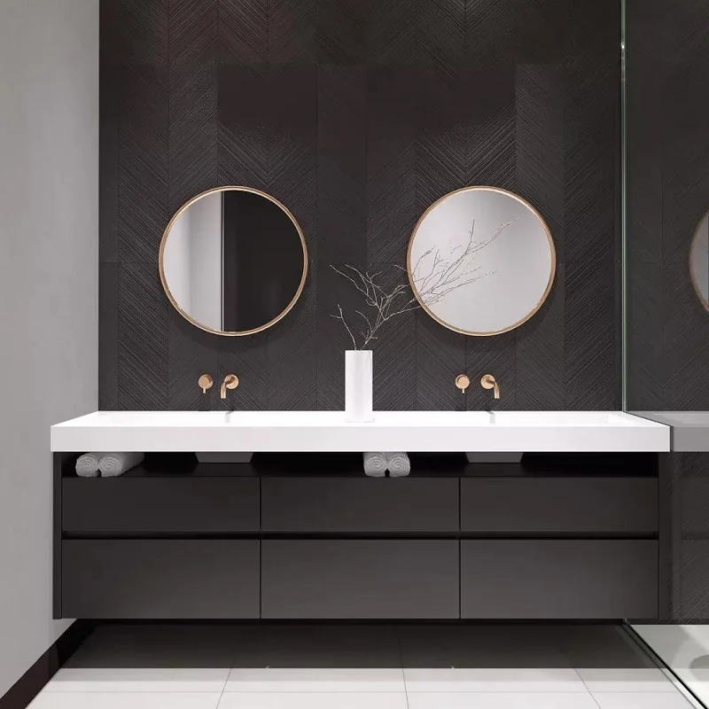 Custom Modern Bathroom Vanity Cabinets Wall Mounted Waterproof Furniture Custom Mirror Bathroom Vanities