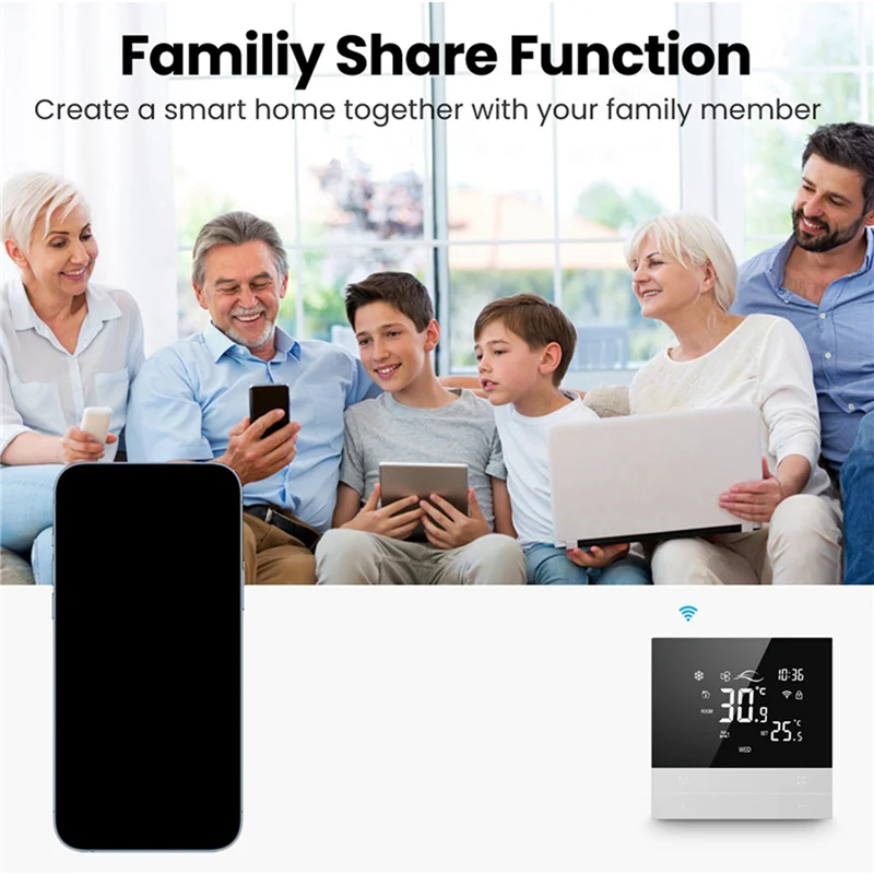 AT41 2X Tuya Wifi مفتاح ترموستات ذكي تسخين بارد 3 سرعات مروحة لفائف وحدة صوت متحكم في درجة الحرارة