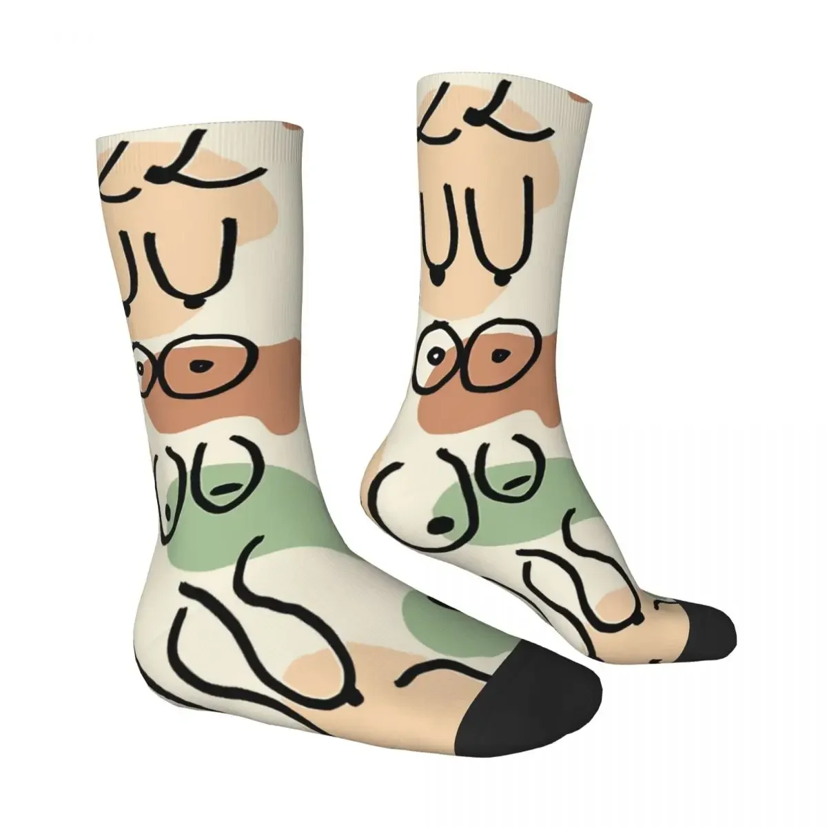 Funny Crazy Sock for Men Midcentury Hip Hop Harajuku Boobs Seamless Pattern Printed Boys Crew Sock Novelty Gift