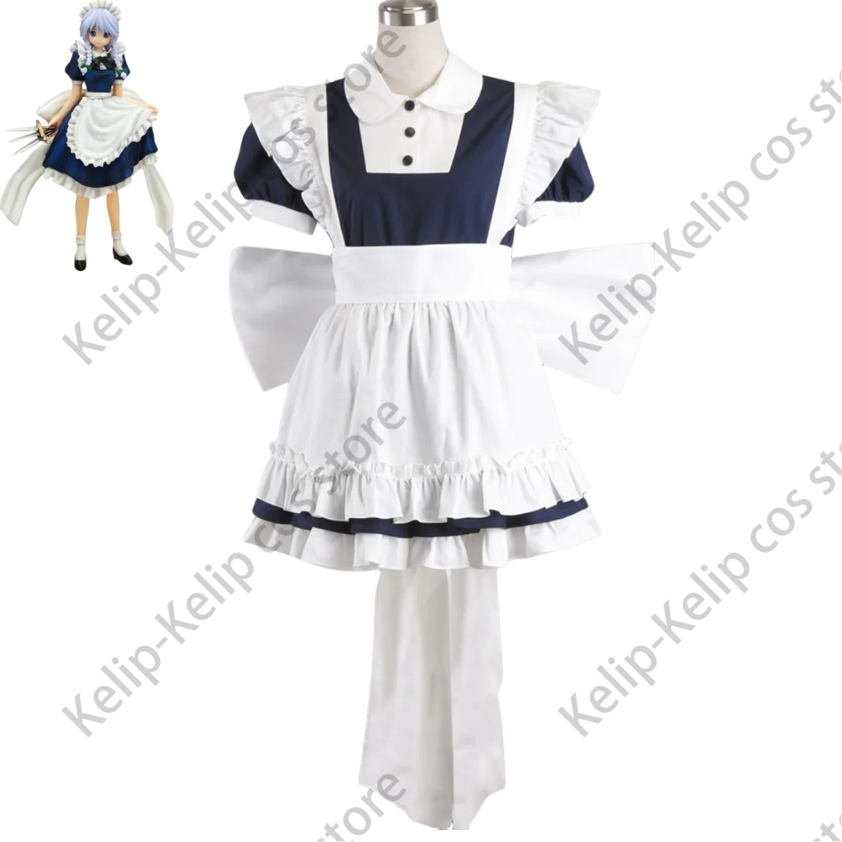 Anime Game TouHou Projec Izayoi Sakuya Cosplay Costume Wig Maid Attire Lolita Dress Woman Sexy Kawaii Birthday Party Suit