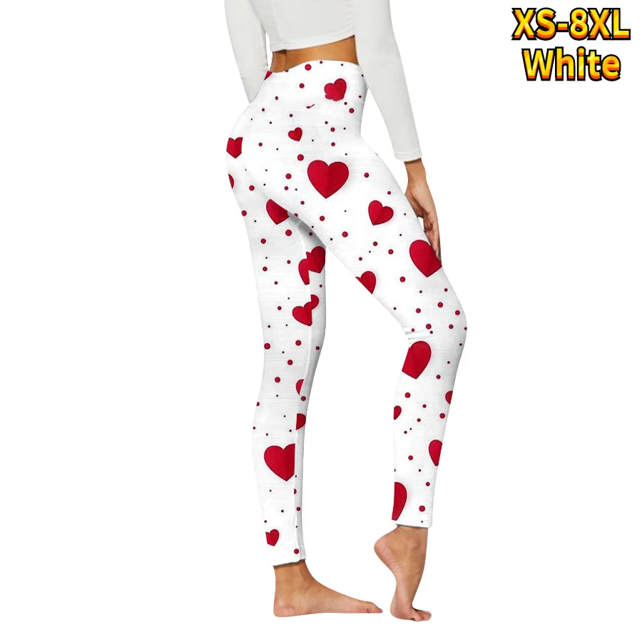 Women\'s Basic Love Printed Yoga Pants Elastic Yoga Leggings Gym Jogging Fitness Clothes Quick Dry Slim Pants XS-8XL